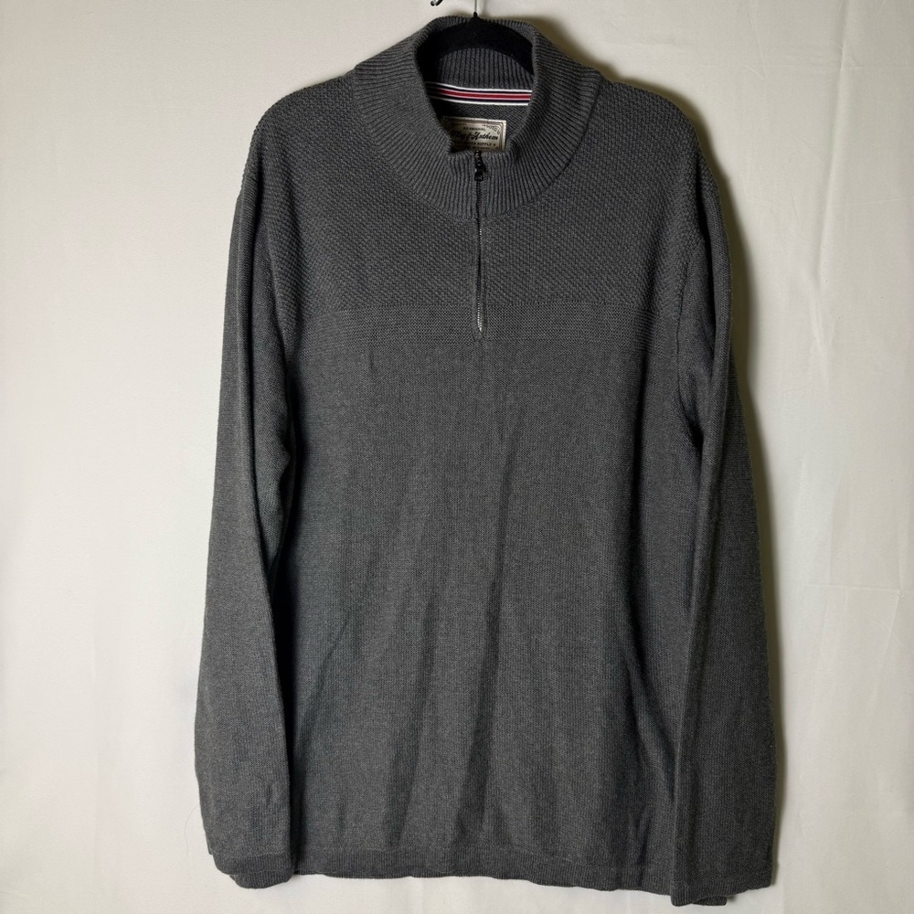 🛍️Flag & Anthem‎ Original Gray Half-Zip Men's Sweater Cotton sz XXL Knitwear - Picture 10 of 14
